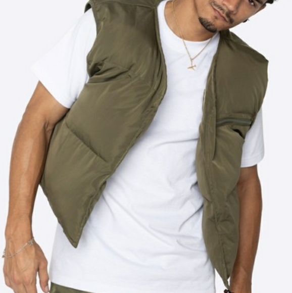 Olive Reversible Puffer Vest - Picture 3 of 3